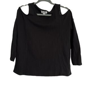 Velvet Graham & Spencer cold shoulder top 3/4 sleeve black